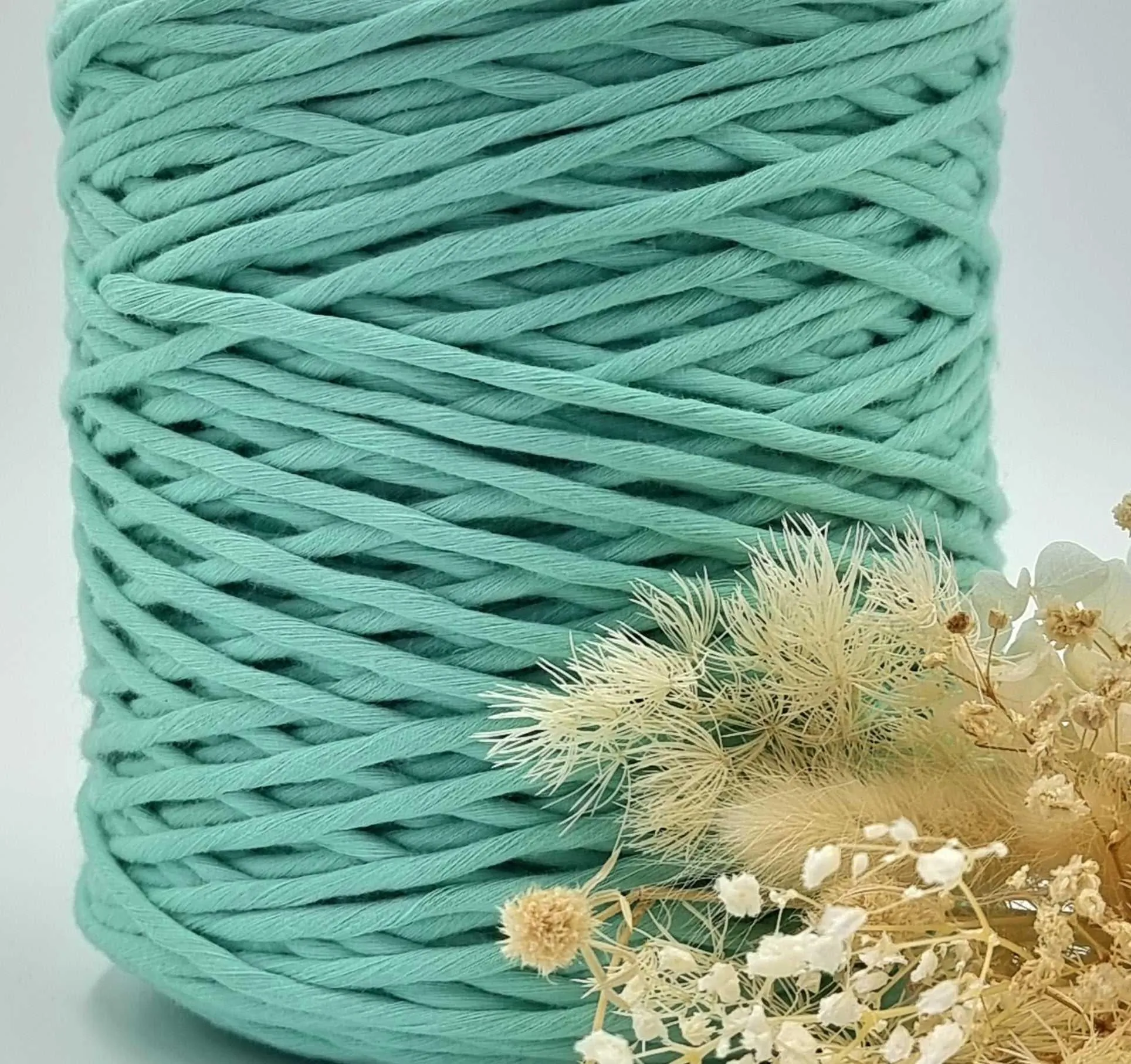 Sweet Mint Green Macrame Cord - 3MM  Single Strand Luxe Cotton String 1KG