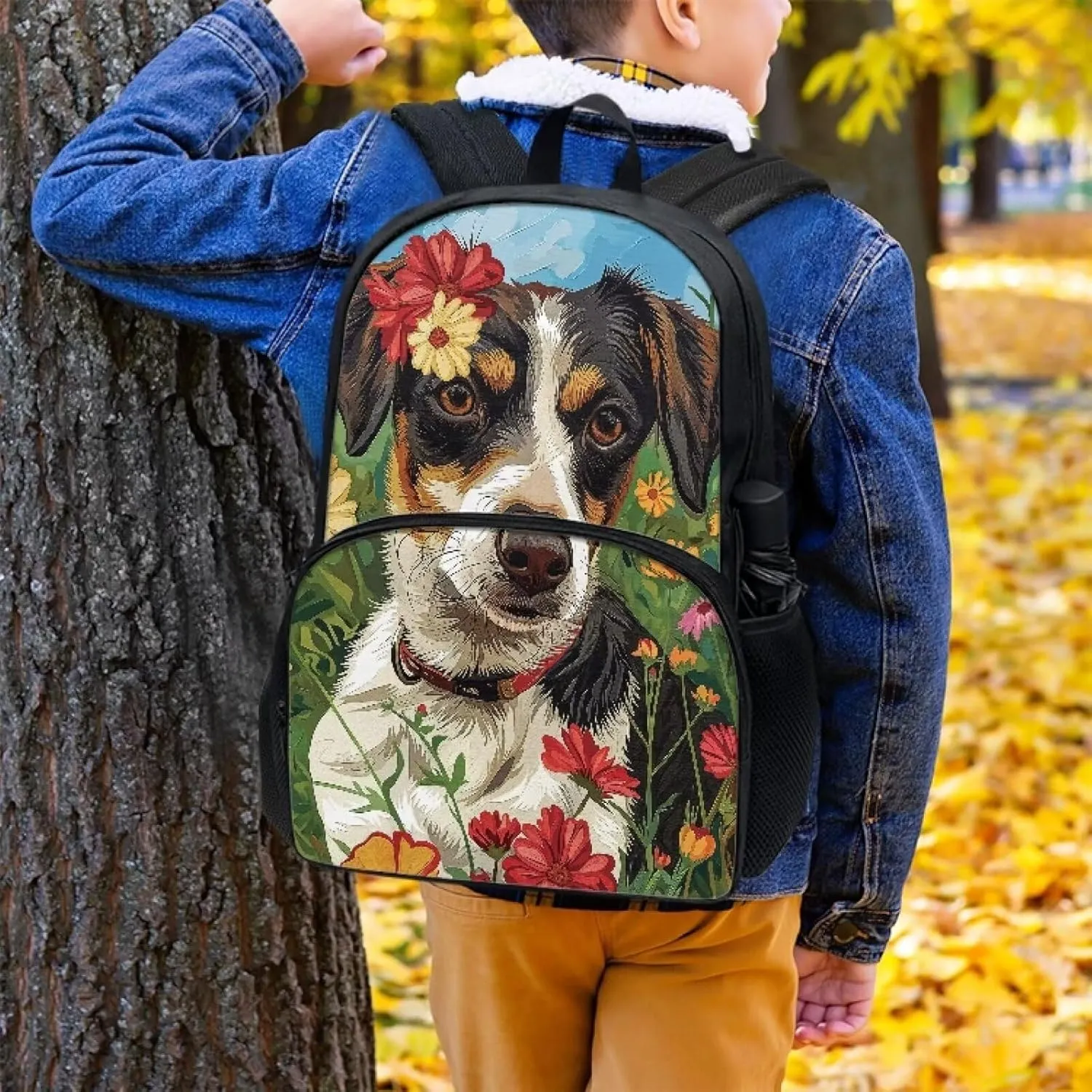SYtrade Anime Dog Flowers Backpack for Kids Teens School Bookbag Lightweight Casual Daypack Backpack