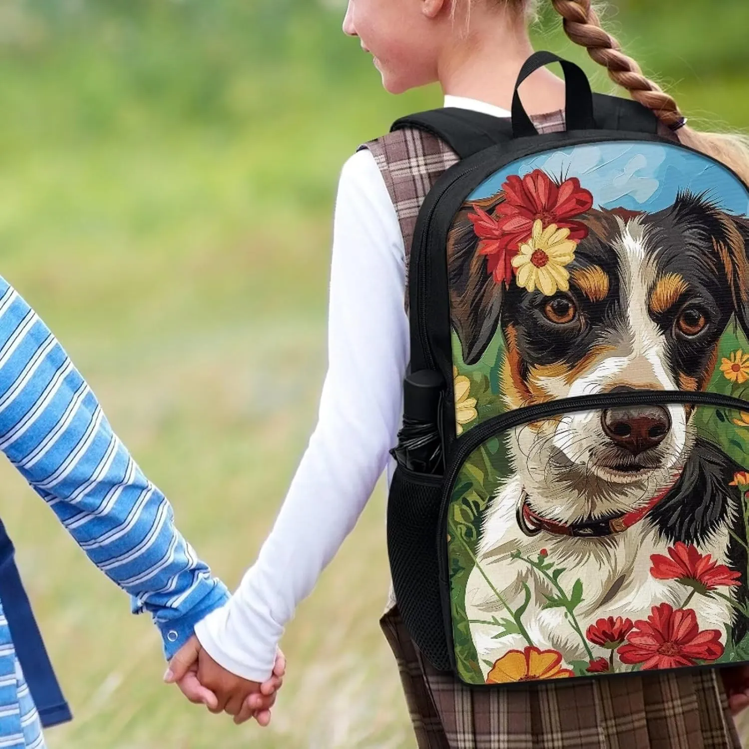 SYtrade Anime Dog Flowers Backpack for Kids Teens School Bookbag Lightweight Casual Daypack Backpack