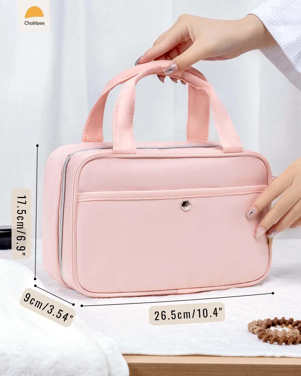 Travel Hanging Toiletry Bag for Women - Waterproof Cosmetic Organizer with Clear Window, Lightweight Bathroom Bags for Essentials, Makeup, Shampoo, Toiletries (Pink, Medium)