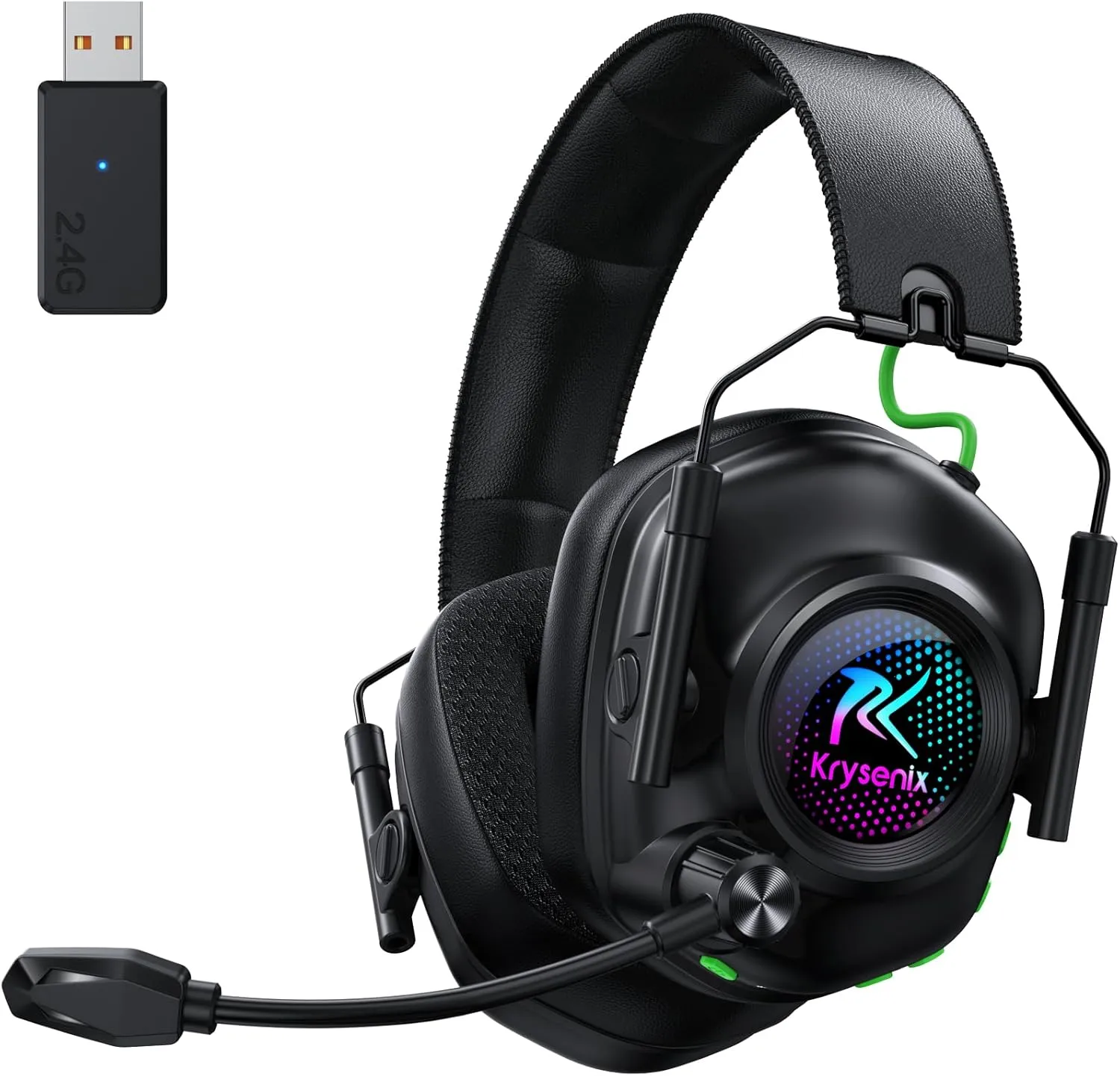 Wireless Gaming Headset with Microphone for PC, PS5, PS4, Switch, Mac, 2.4GHz Wireless & Bluetooth, Cool RGB Lighting, 40Hr Battery, 50mm Drivers Black