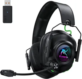 Wireless Gaming Headset with Microphone for PC, PS5, PS4, Switch, Mac, 2.4GHz Wireless & Bluetooth, Cool RGB Lighting, 40Hr Battery, 50mm Drivers Black